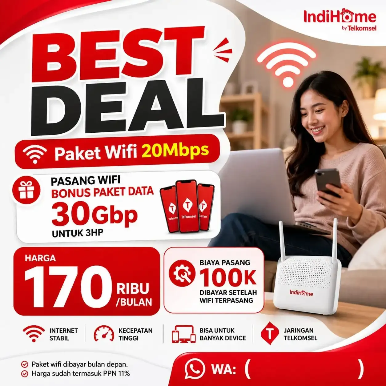 Keluarga menikmati koneksi internet cepat di rumah